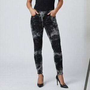 Edgy Acid Wash Black & Grey Skinny Jeans
